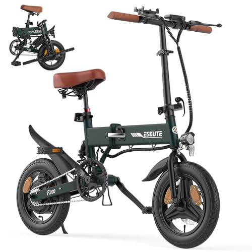 ESKUTE E Bike Herren F200, 14 Zoll Klapprad Elektrofahrrad,...